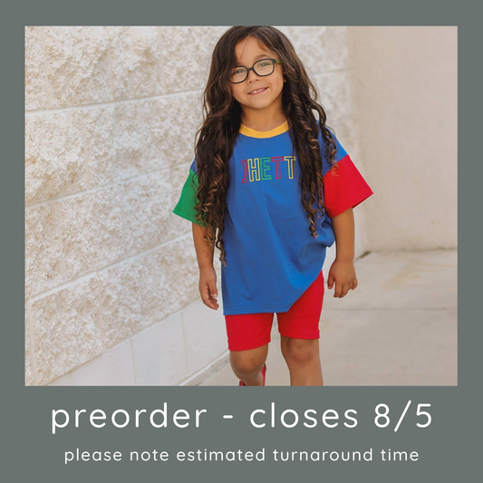 PREORDER 90s Colorblock Oversized Tee & Optional Shorts