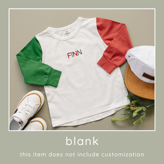 Blank Organic Cotton Colorblock Christmas Tee