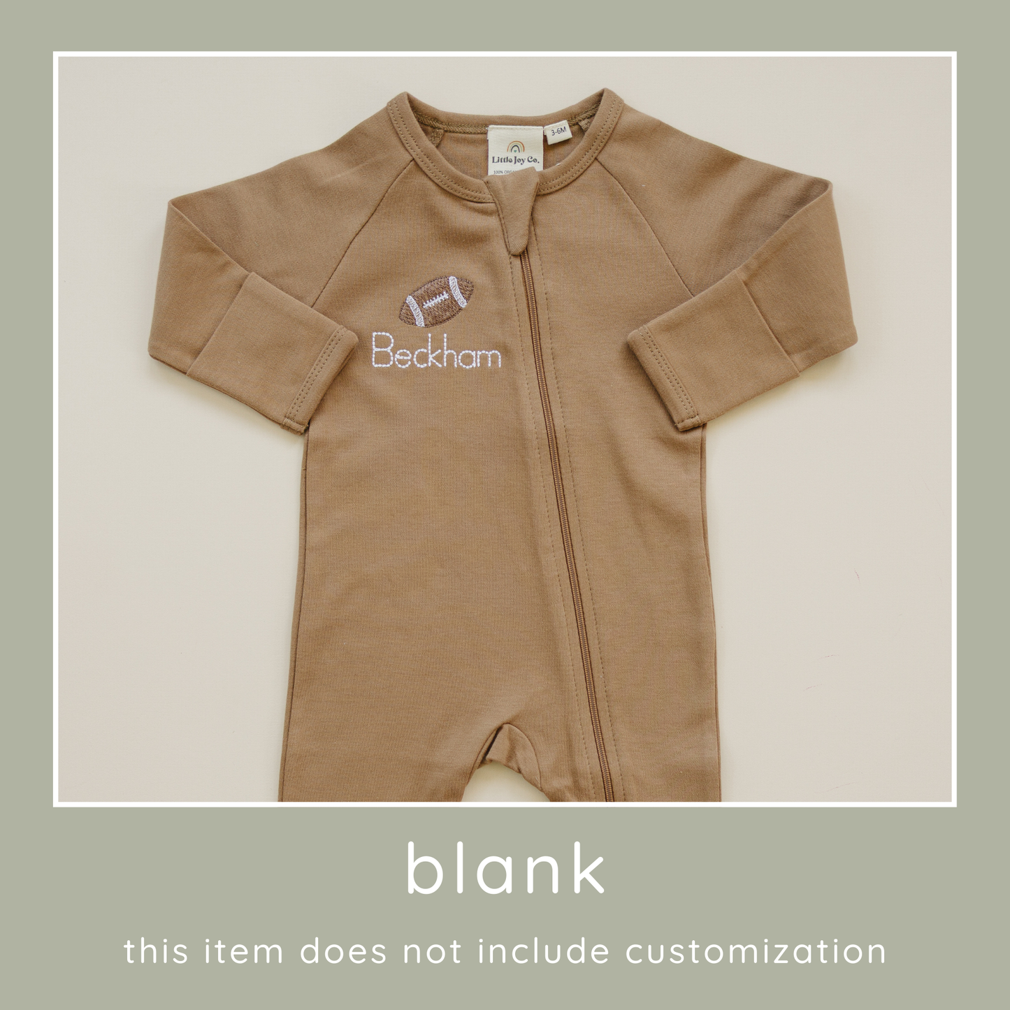 Blank Organic Cotton Zipper Romper