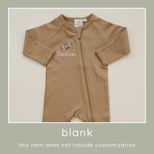 Blank Organic Cotton Zipper Romper