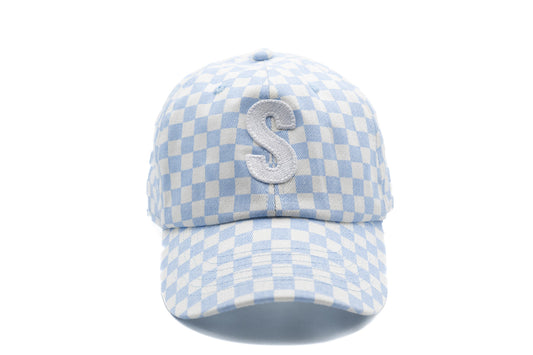 Blue Checker Baseball Hat