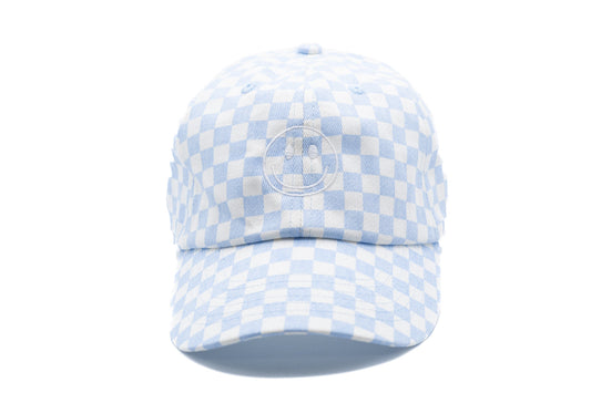 Blue Checker Smiley Face Hat