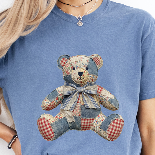 Comfort Colors Americana Quilted Teddy Bear Tee - choose your color