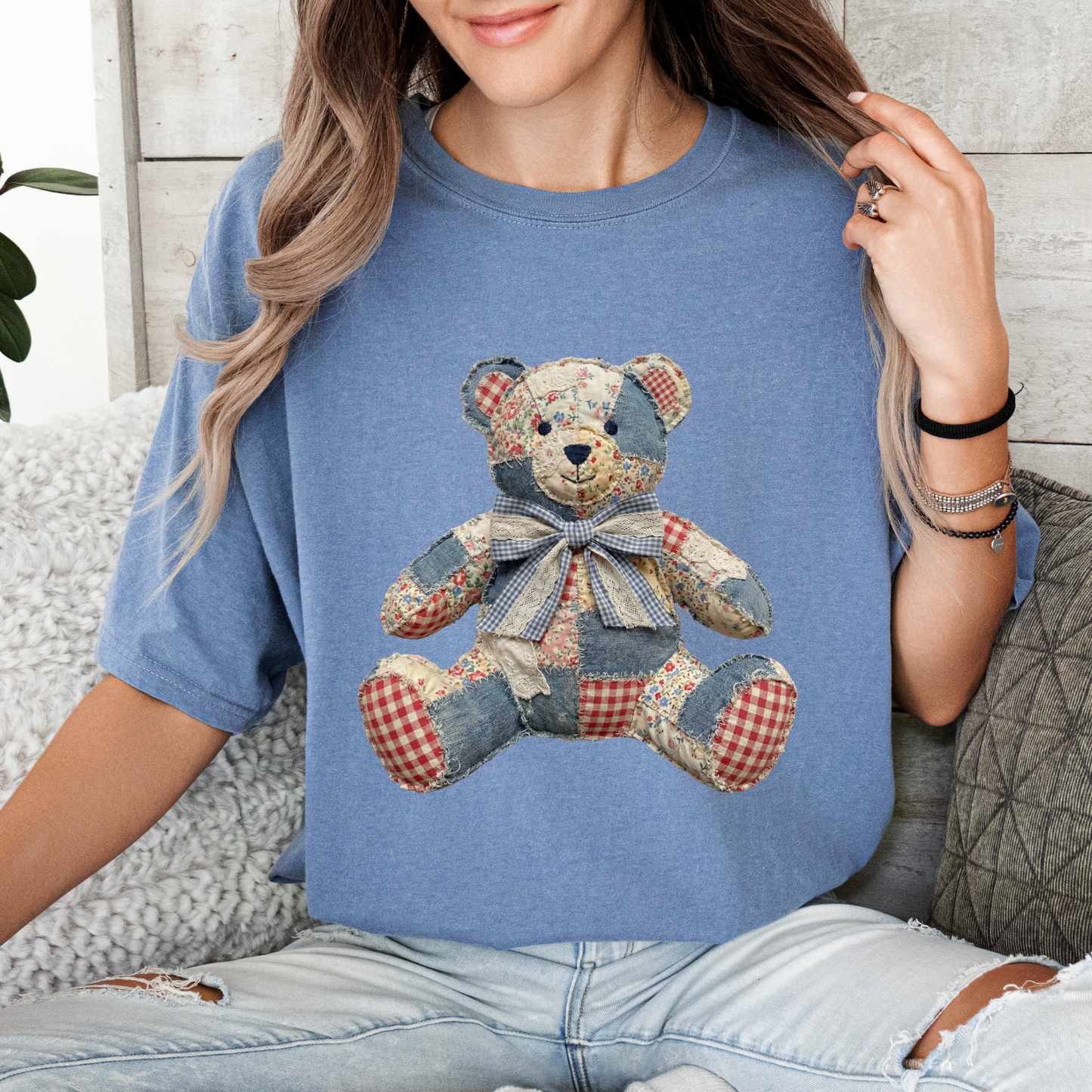Comfort Colors Americana Quilted Teddy Bear Tee - choose your color