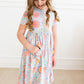 Blue Retro Unicorns S/S Pocket Twirl Dress