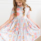Blue Retro Unicorns S/S Pocket Twirl Dress