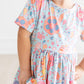 Blue Retro Unicorns S/S Pocket Twirl Dress