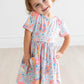 Blue Retro Unicorns S/S Pocket Twirl Dress