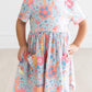 Blue Retro Unicorns S/S Pocket Twirl Dress