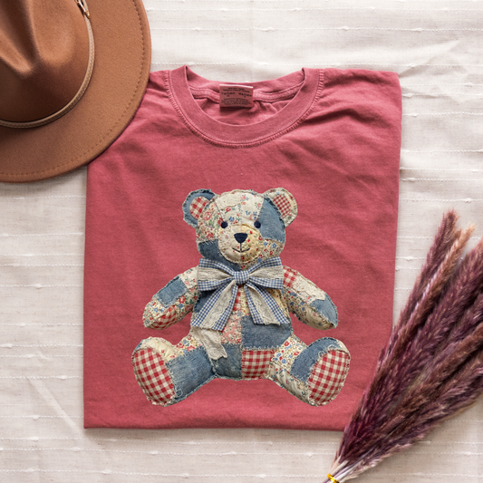 Comfort Colors Americana Quilted Teddy Bear Tee - choose your color