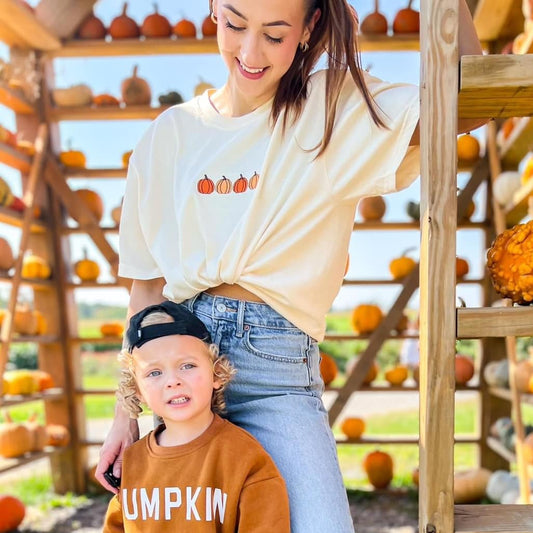 Adult Embroidered Pumpkins Comfort Colors Tee