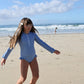 Girls Long Sleeve Swimsuit | Blue Gingham