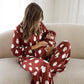 Women's Bamboo Button Up Lounge Set | Vintage Santa