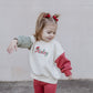 Custom Embroidered Christmas Colorblock Sweatshirt or Romper - Santa Hat
