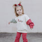 Custom Embroidered Christmas Colorblock Sweatshirt or Romper - Santa Hat
