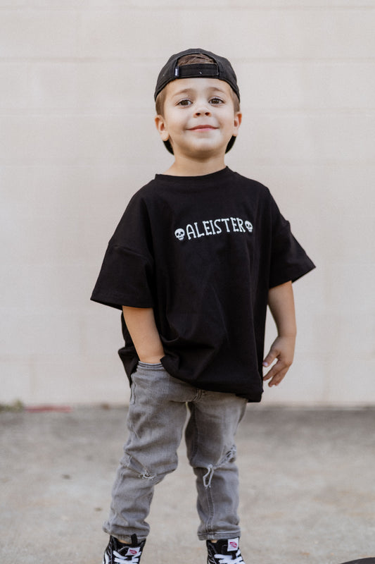 Custom Embroidered Black Halloween Tee, Sweatshirt or Bubble Romper
