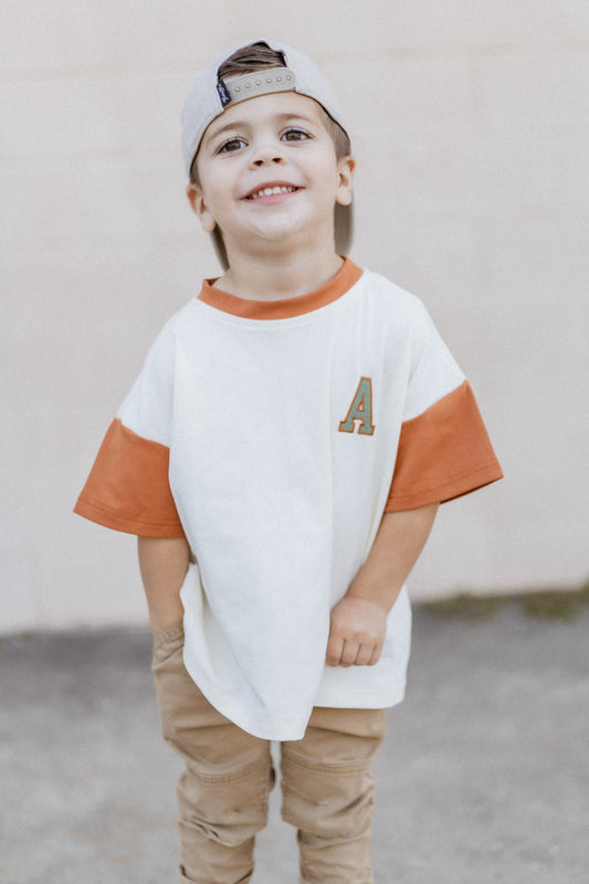 Custom Embroidered Orange Colorblock Oversized Tee or T-Shirt Romper