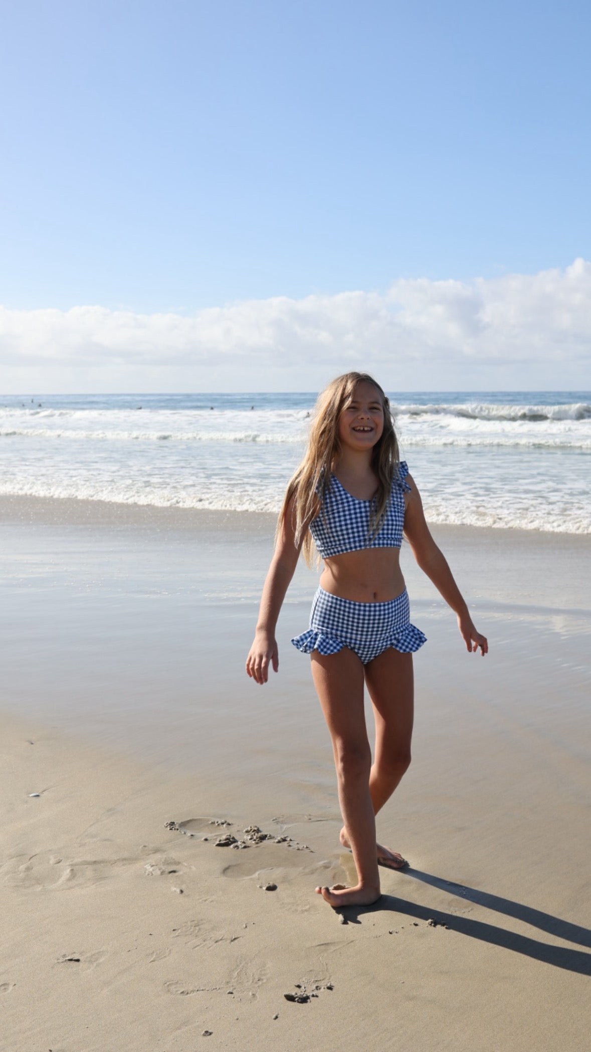 Girls Two Piece Swimsuit | Blue Gingham