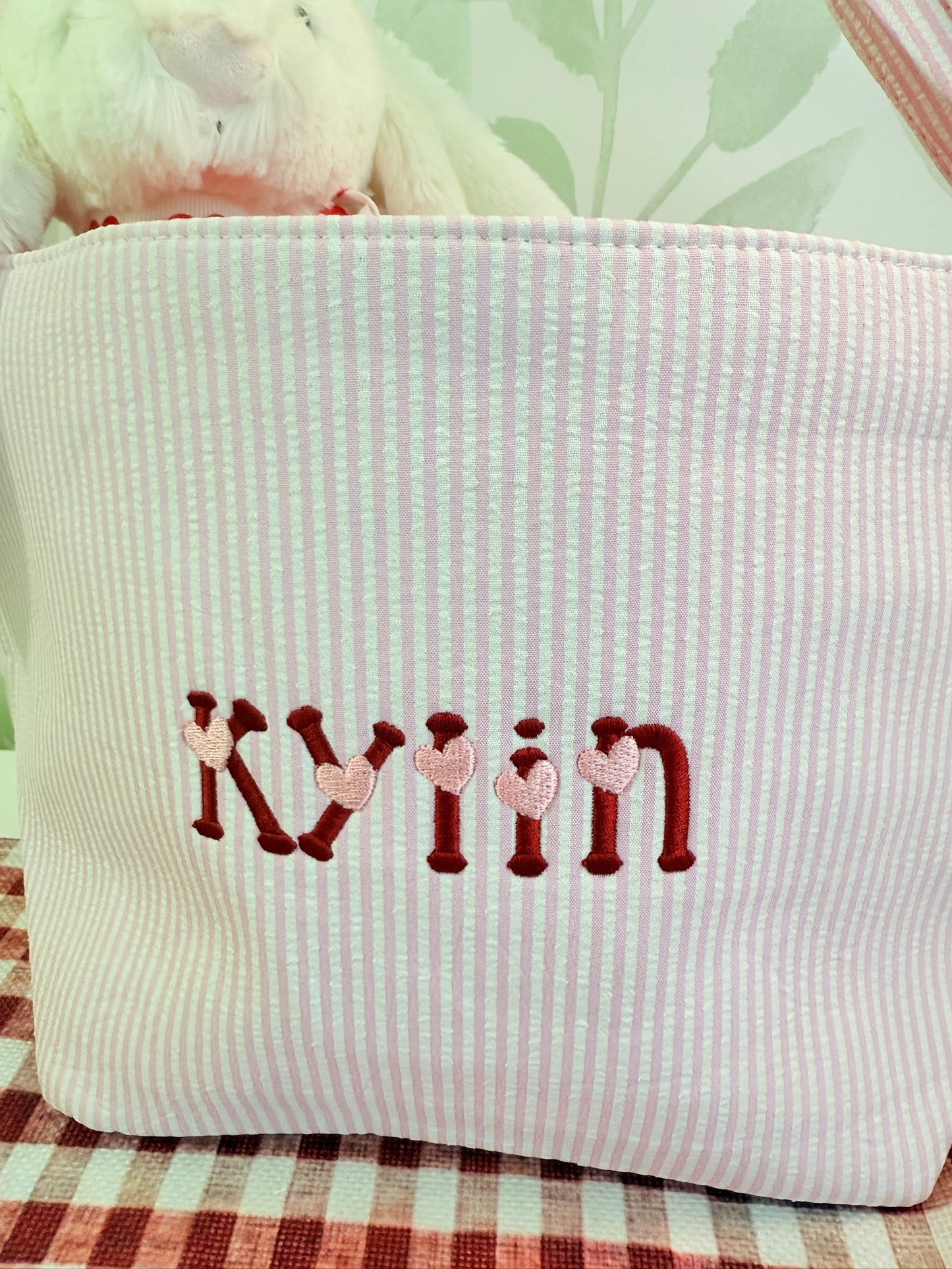 Custom Embroidered Valentine's Basket - More Colors