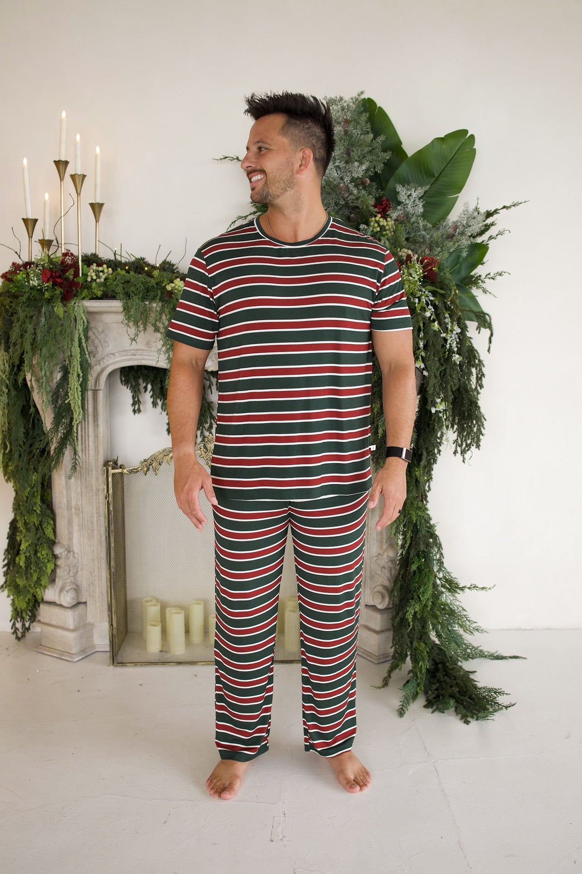 Men's Short Sleeve Pajamas | Holiday Stripe