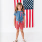 RED Stripe Bow (navy shirt) | Girls Tie-Front Shirt