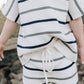 Sage + Navy Stripe Knit Short Set