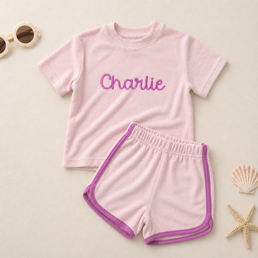 Organic Cotton Terry Shorts Set with Optional Embroidery