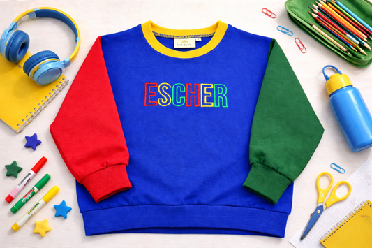 Custom Embroidered 90s Colorblock Crewneck Sweatshirt or Sweatshirt Romper