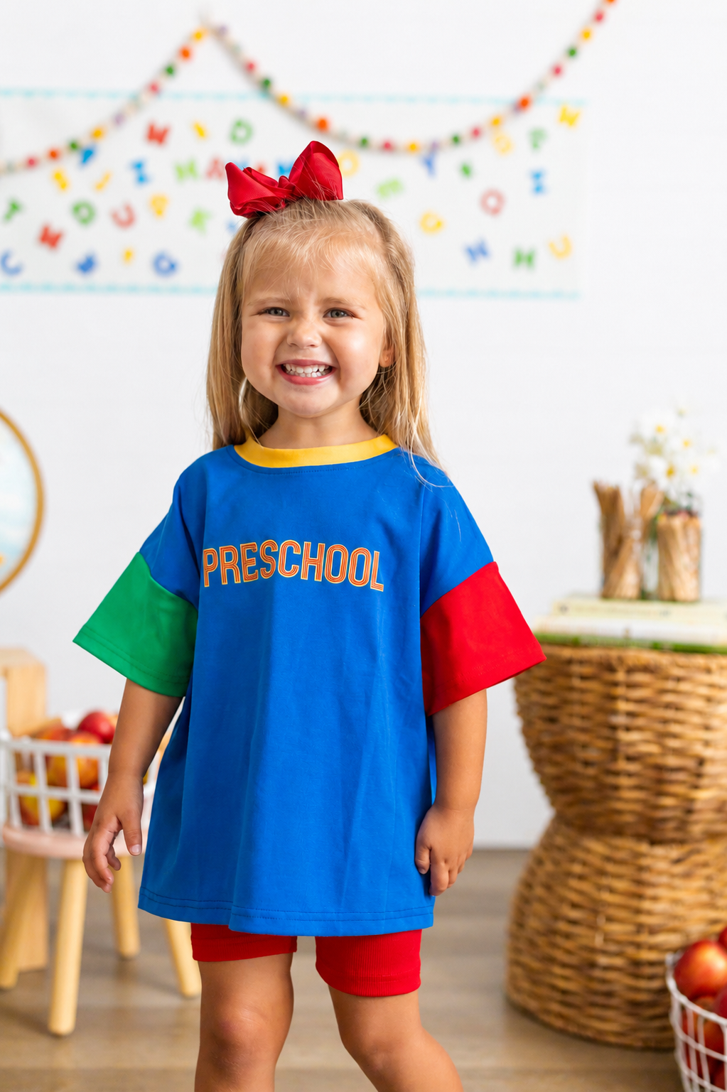 Back to School 90s Colorblock T-Shirt Romper or Oversized Tee - Grade Level