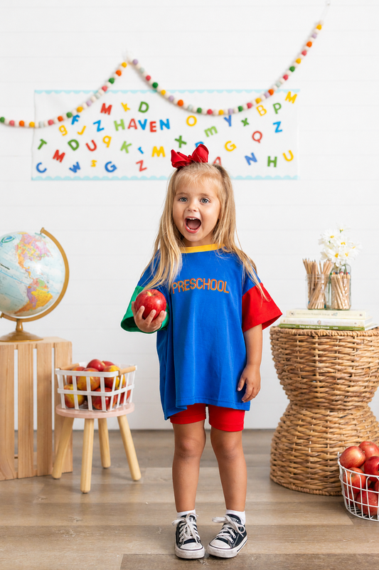 Back to School 90s Colorblock T-Shirt Romper or Oversized Tee - Grade Level