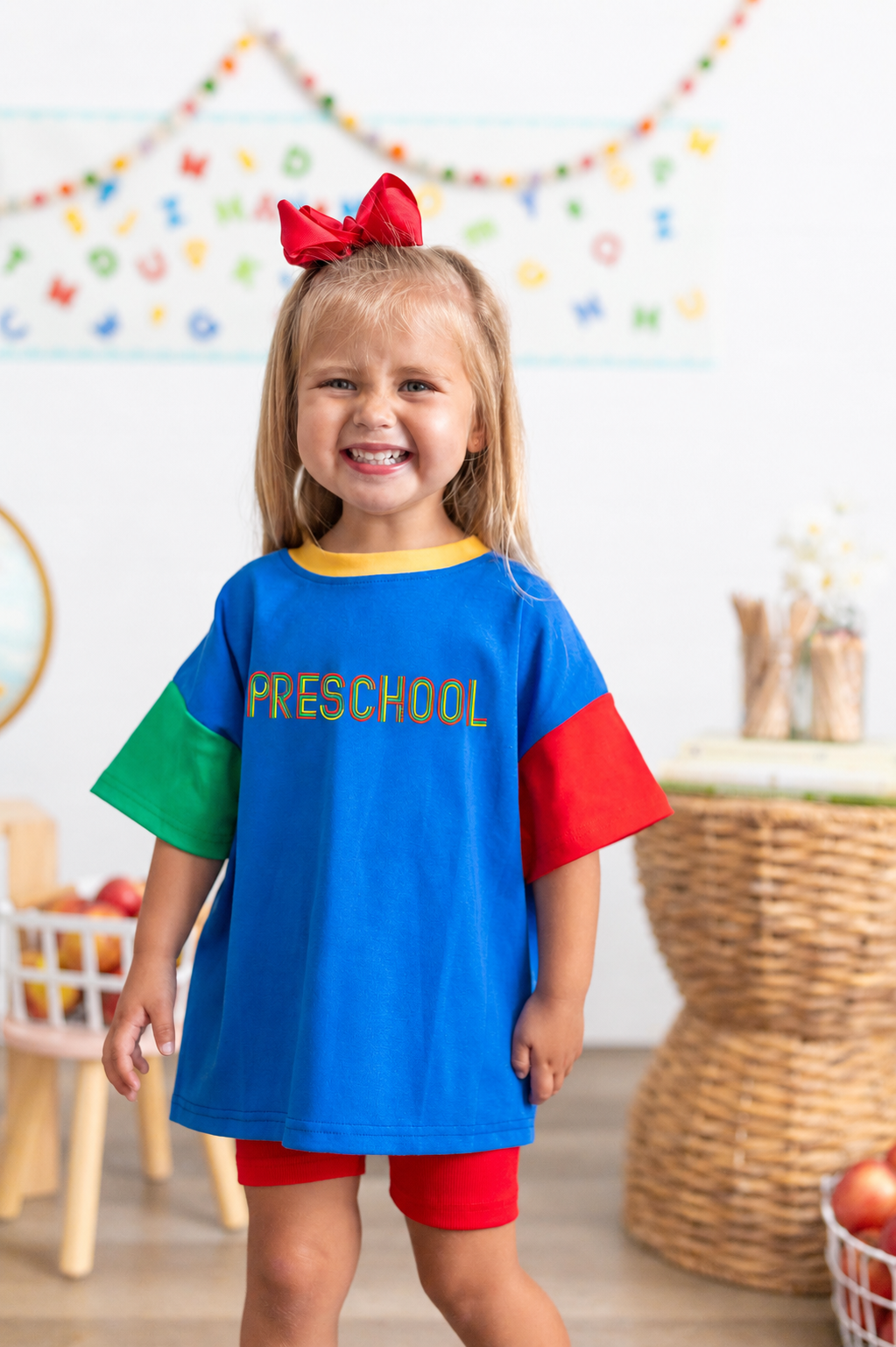 Back to School 90s Colorblock T-Shirt Romper or Oversized Tee - Grade Level