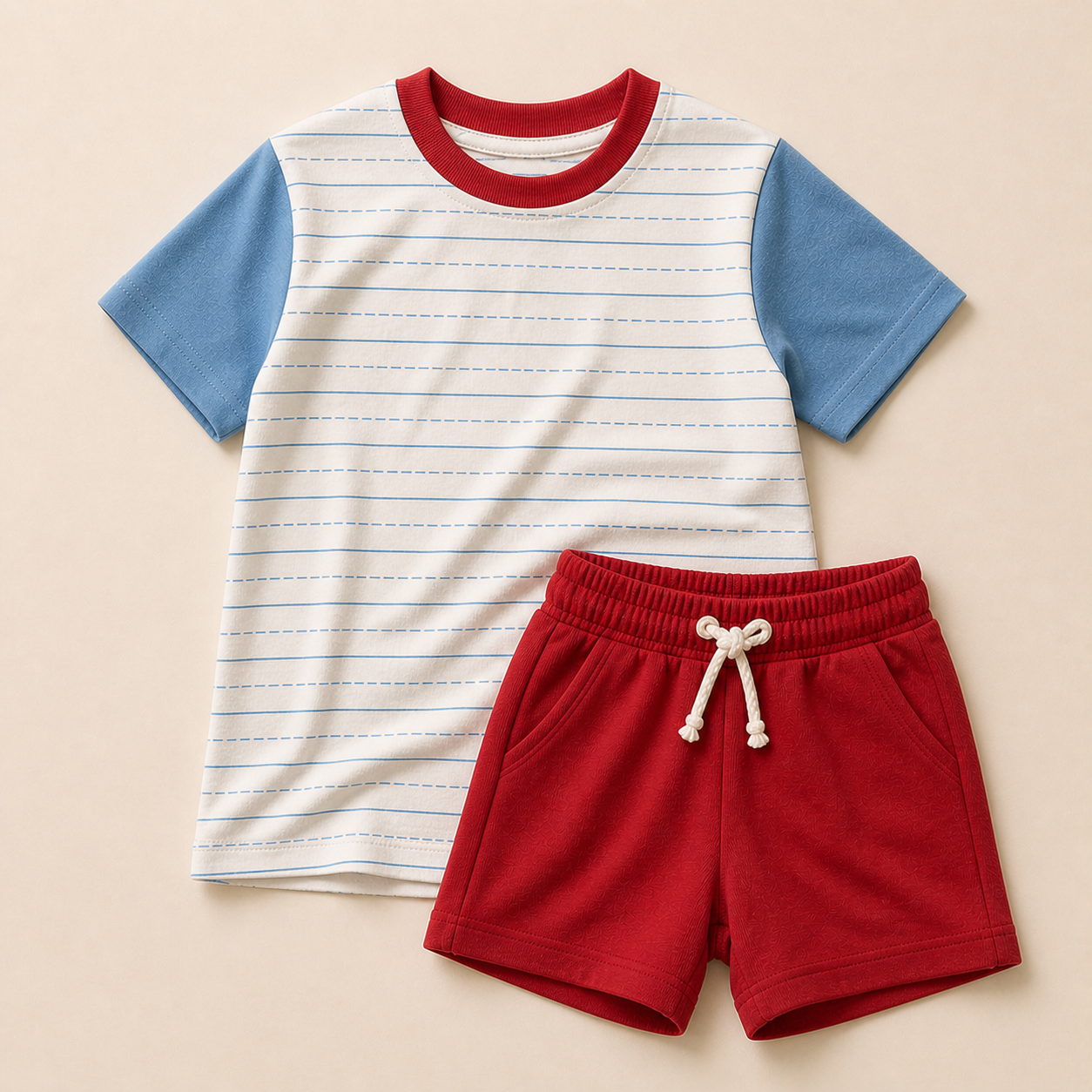 Custom Embroidered Colorblock Back to School Tee & Shorts Set – Notebook Print