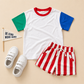 Custom Embroidered Retro Colorblock T-Shirt Romper or Oversized Tee w/Optional Shorts