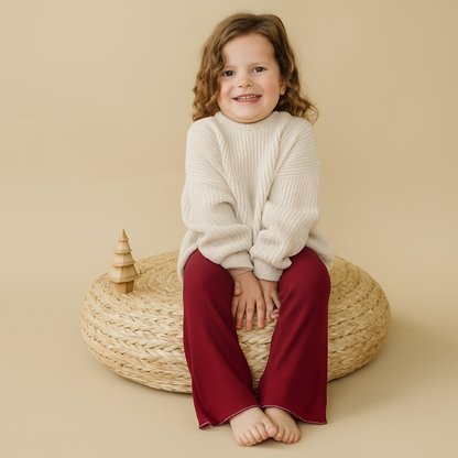 Christmas Ribbed Flared Leggings - Red or Green