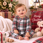 Plaid Baby Christmas Zipper Romper With Convertible Cuffs