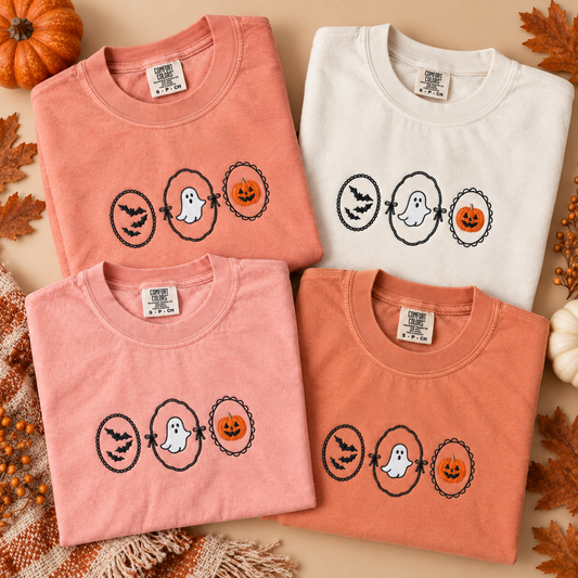 Embroidered Women's Vintage Halloween on Comfort Colors Tee or Crewneck