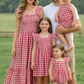 Summer Plaid Smocked Ruffle Girl Dress Sibling Outfits