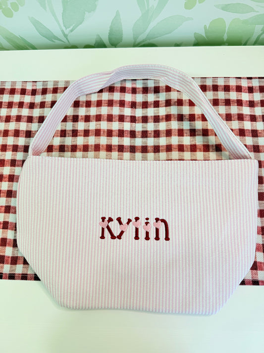 Custom Embroidered Valentine's Basket - More Colors