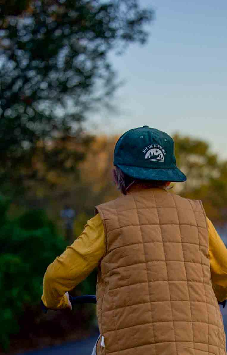 Green Rivers corduroy SnapBack hat for toddlers and youth