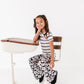 Retro Black and White Floral Flares