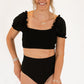 Women's Sleeved Bikini | Black Ribbed