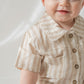 Tan Stripe Button Romper