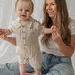 Tan Stripe Button Romper