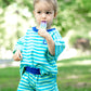 Blue Striped Organic Cotton Shorts Set - Optional Custom Embroidery