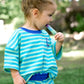 Blue Striped Organic Cotton Shorts Set - Optional Custom Embroidery