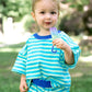Blue Striped Organic Cotton Shorts Set - Optional Custom Embroidery