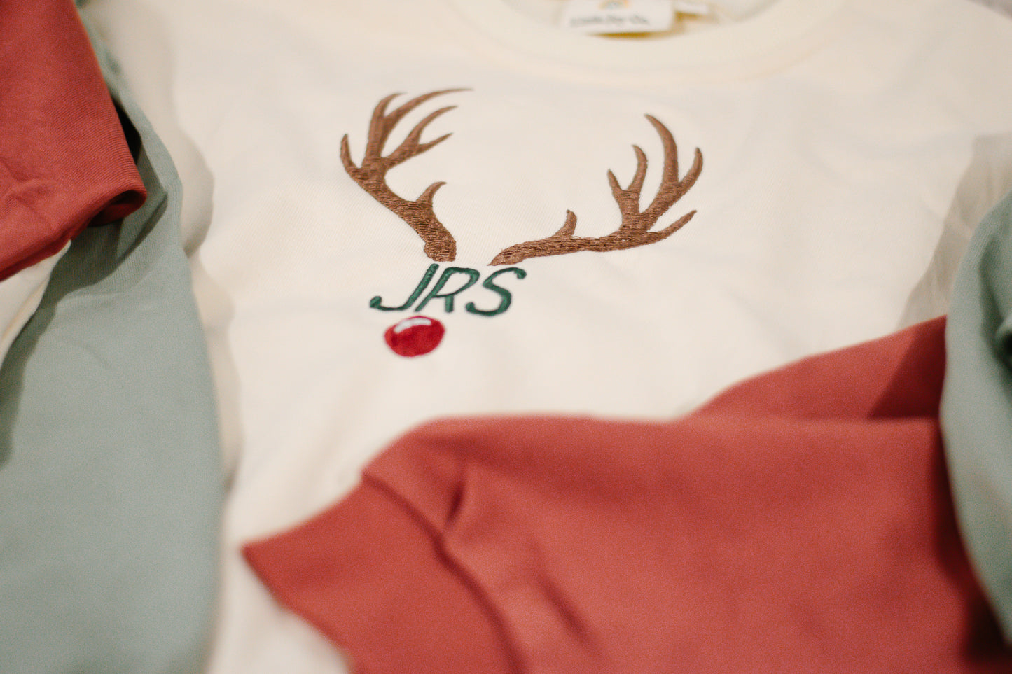 Custom Embroidered Christmas Colorblock Crewneck Sweatshirt