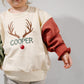 Individuell besticktes Weihnachts-Colorblock-Sweatshirt mit Rundhalsausschnitt