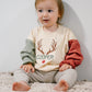 Individuell besticktes Weihnachts-Colorblock-Sweatshirt mit Rundhalsausschnitt