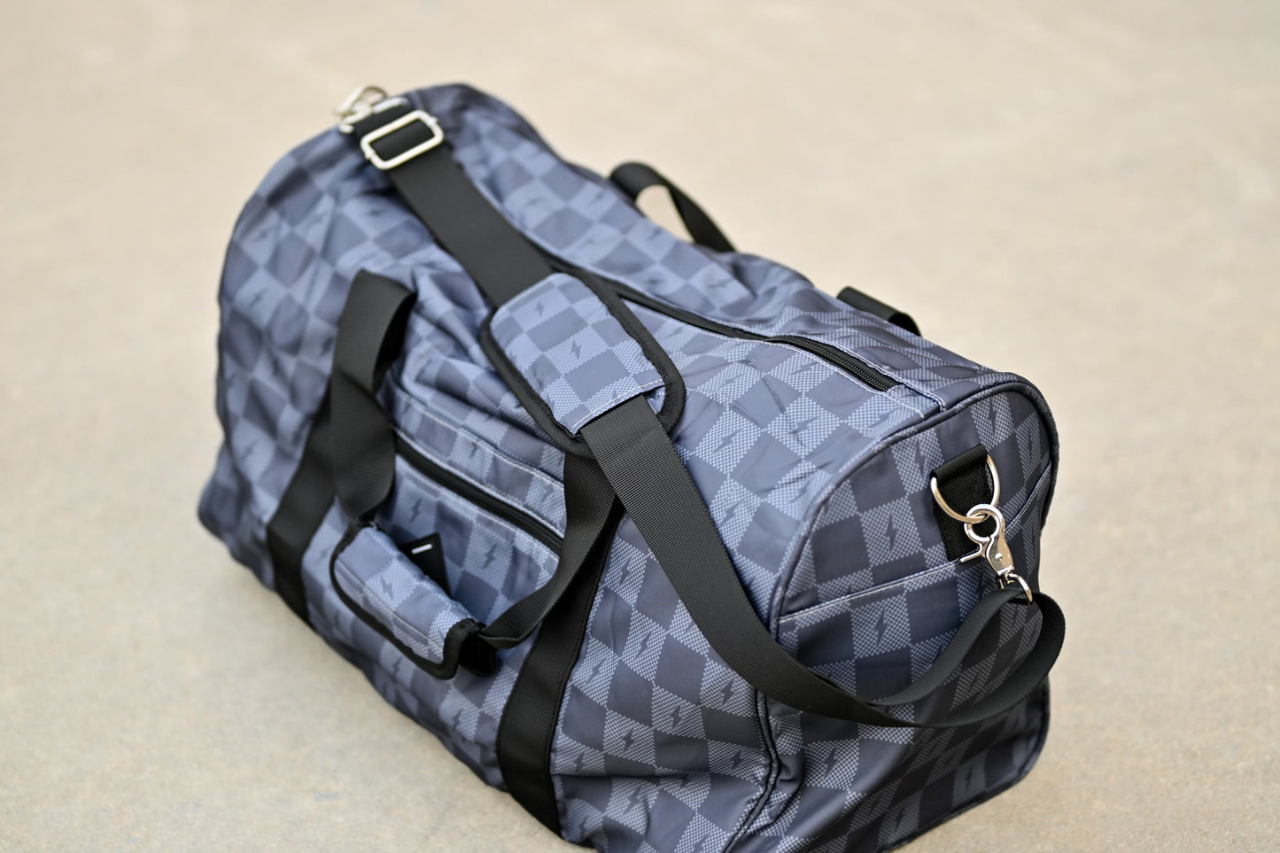 Black Gray Bolt Check Weekender